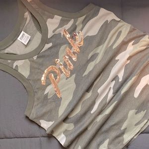 PINK Sequin Camo Tank